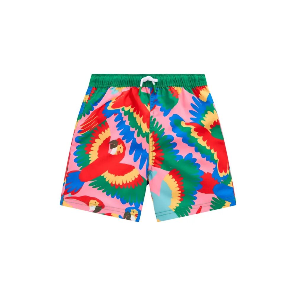 Mini Boden Kids' Print Swim Trunks size 9-10 tropical print birds